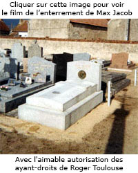 Tombe de Max Jacob, cimetière de St Benoît, allée B4. Médaillon de René Isché. 
